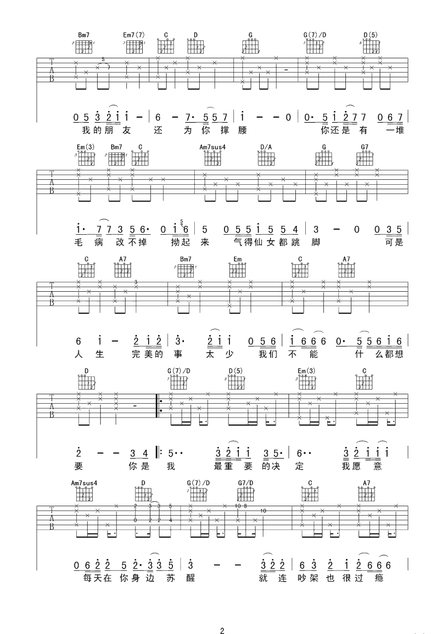 最重要的决定吉他谱-G调-范玮琪-找到合适的人结婚才是一生中最重要的事2