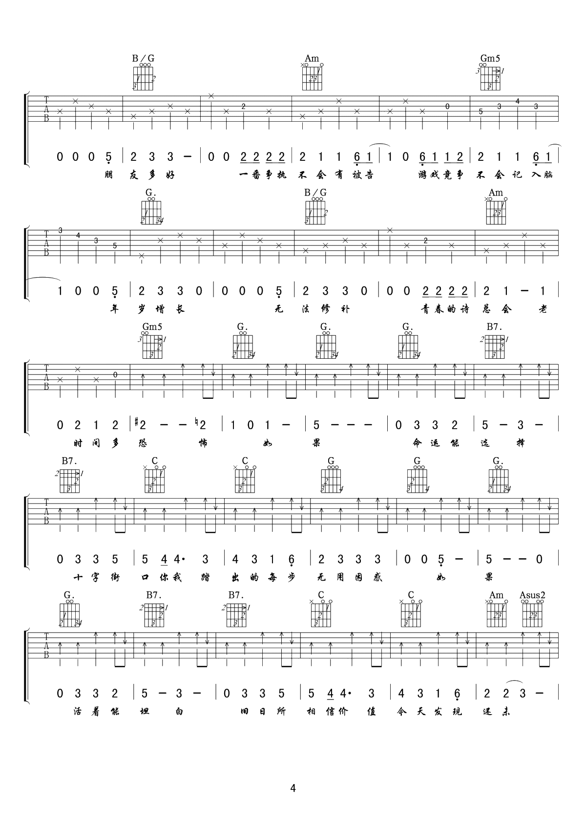 年少无知吉他谱-林保怡-G调指法谱-年少多好,可惜,青春的诗总会老。4