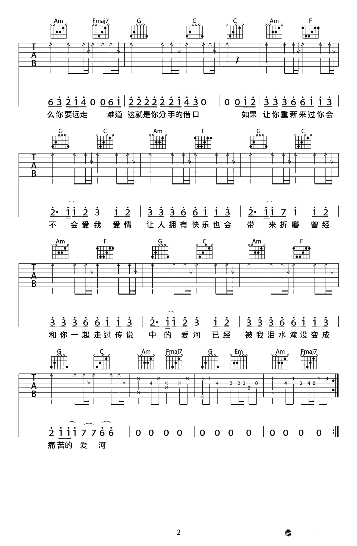 《爱河》吉他谱-神马乐团弹唱谱六线谱-2