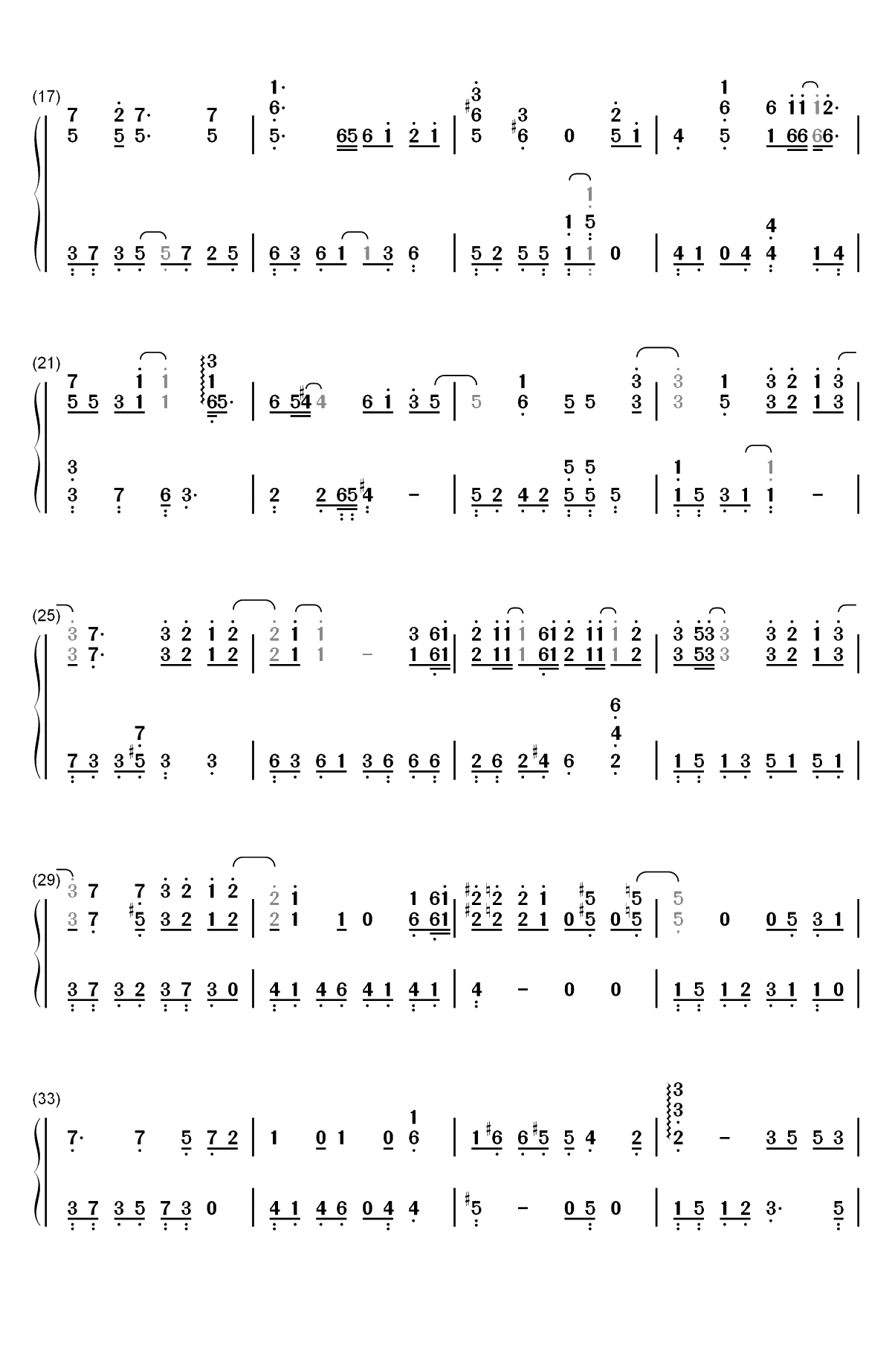 你要的爱-流星花园片尾曲双手简谱预览2