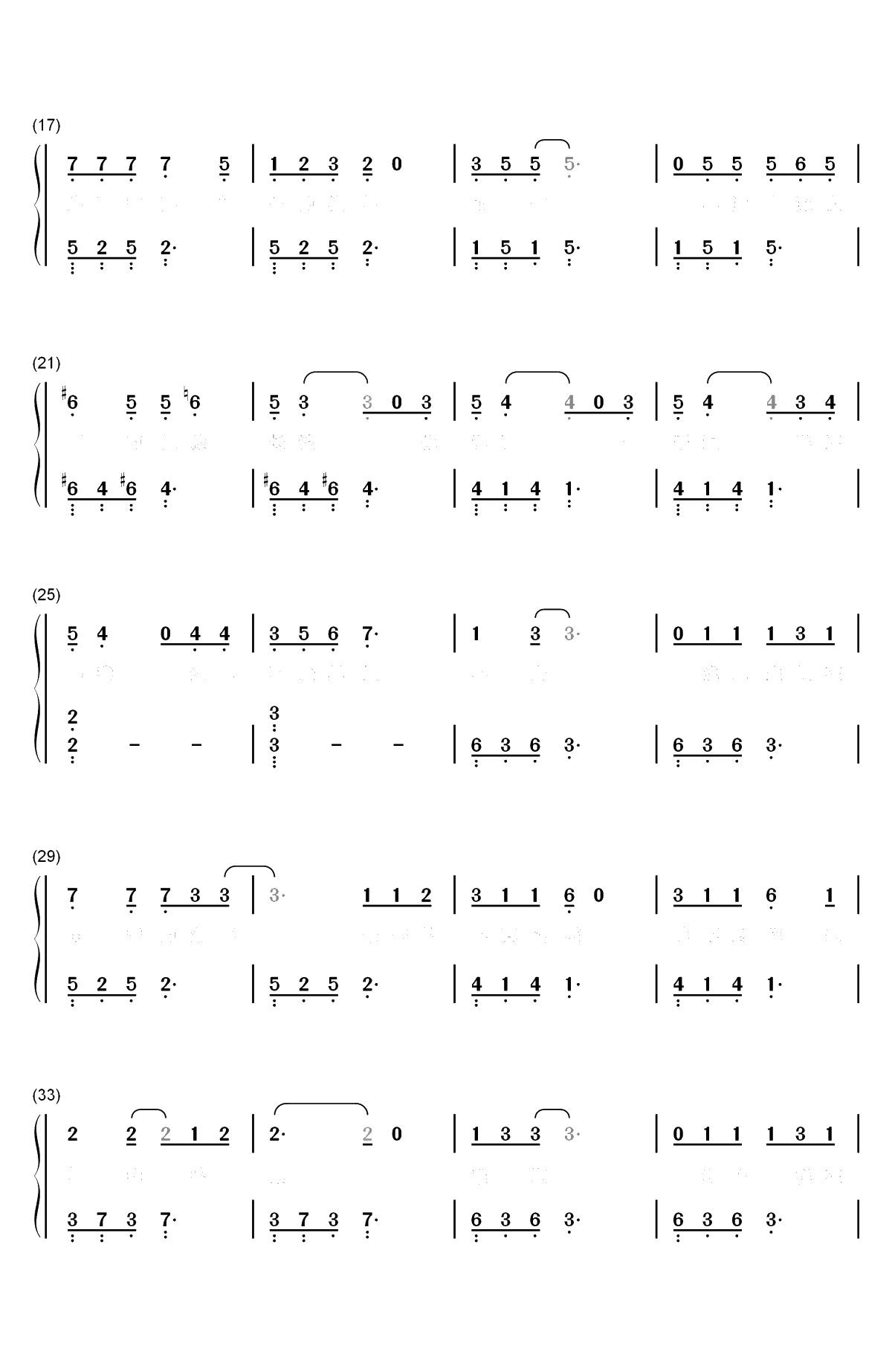 等自己-无限歌谣季第6期双手简谱预览2