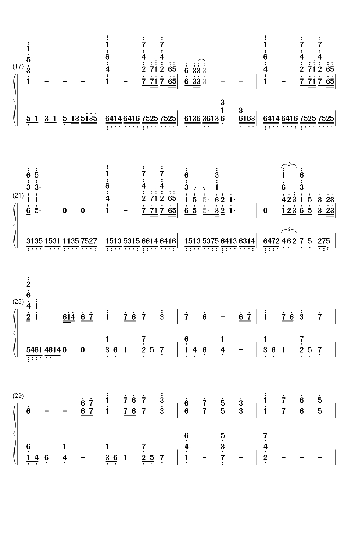 想你的365天-宝莲灯主题曲双手简谱预览2