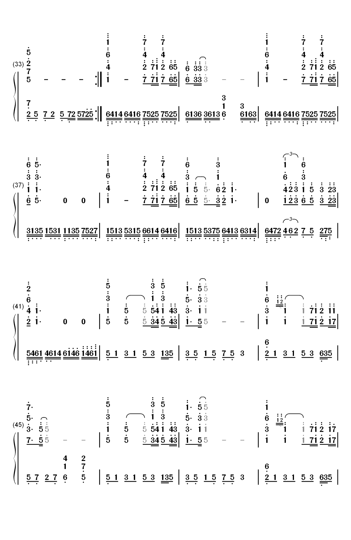 想你的365天-宝莲灯主题曲双手简谱预览3