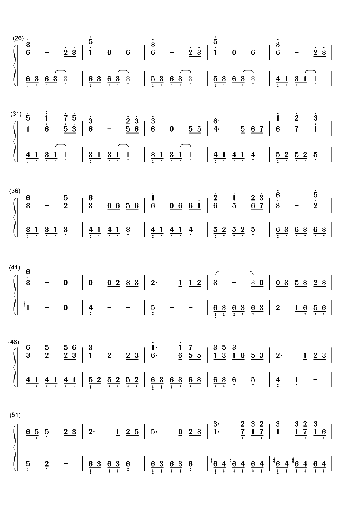 四季折の羽-鏡音リン 鏡音レン双手简谱预览2