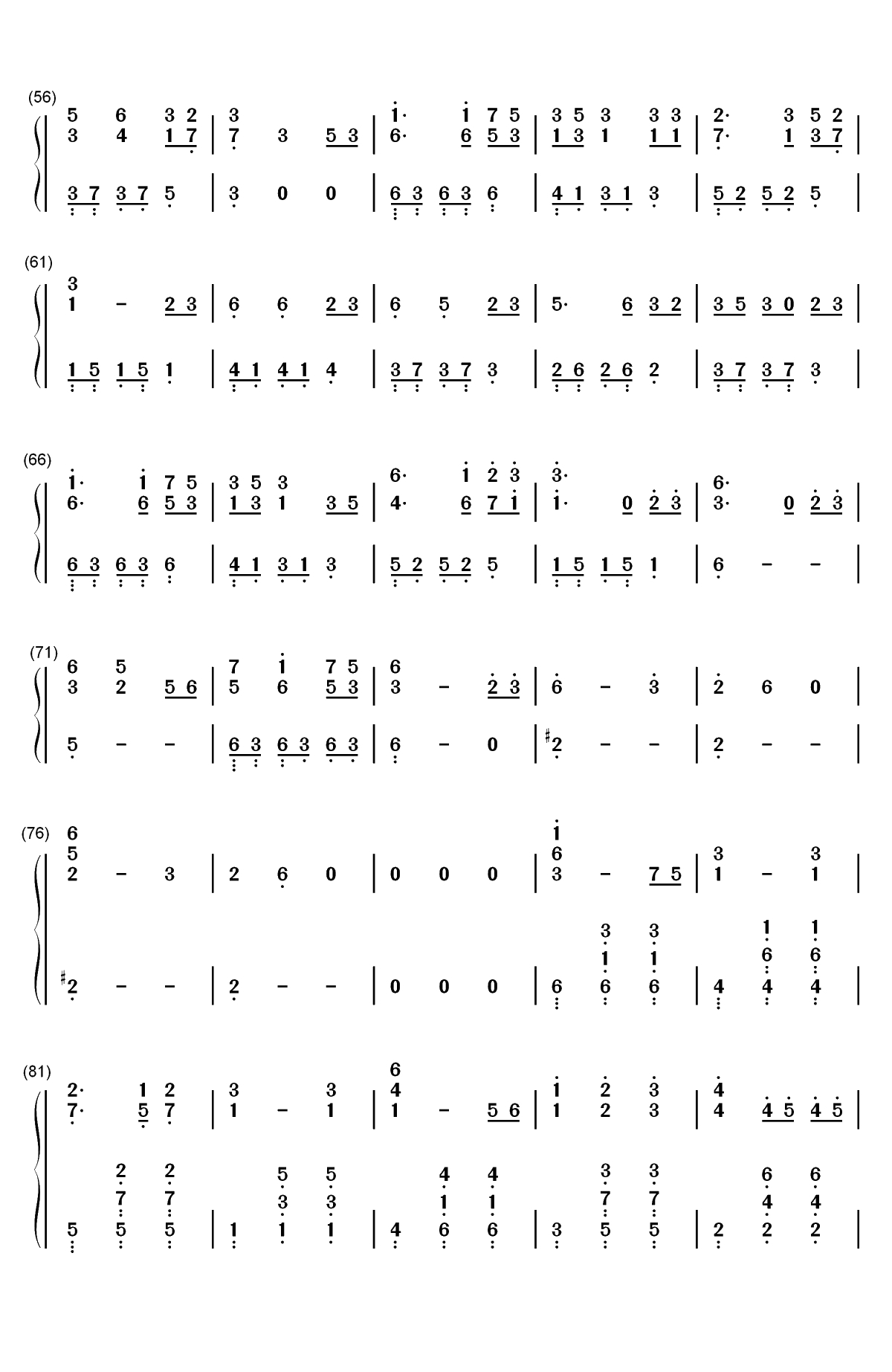 四季折の羽-鏡音リン 鏡音レン双手简谱预览3