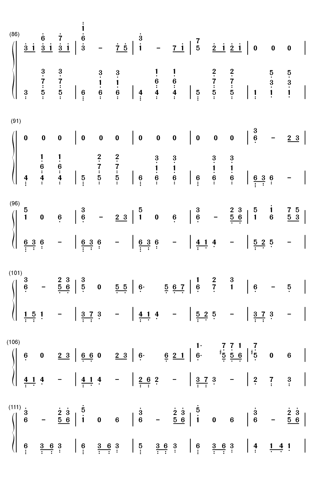 四季折の羽-鏡音リン 鏡音レン双手简谱预览4