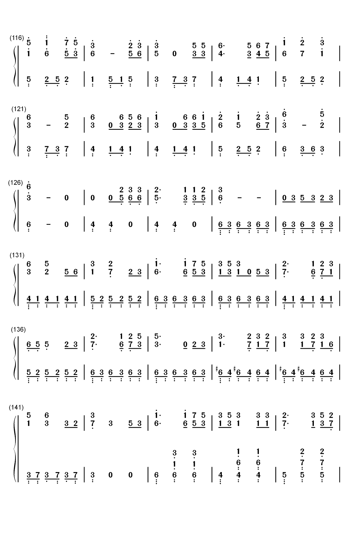 四季折の羽-鏡音リン 鏡音レン双手简谱预览5