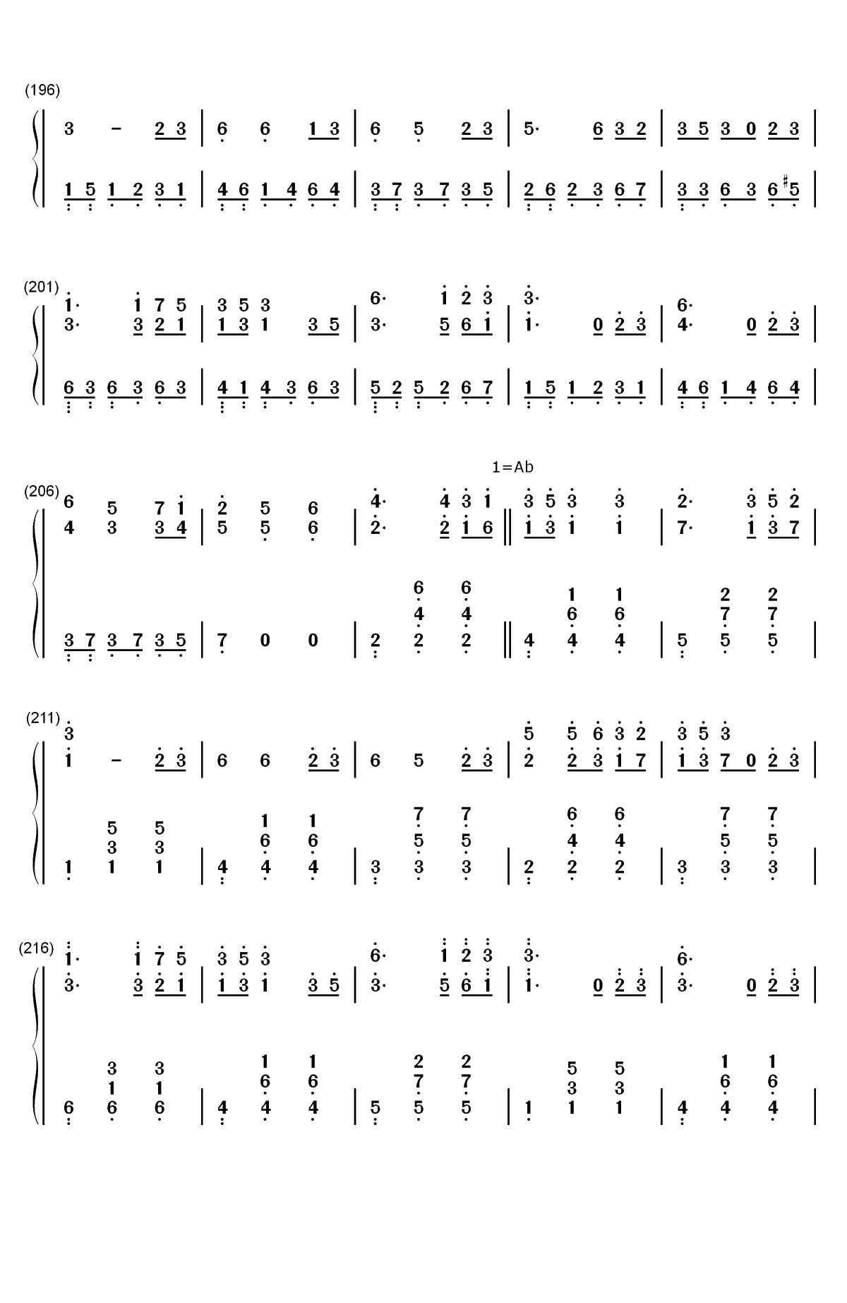 四季折の羽-鏡音リン 鏡音レン双手简谱预览8