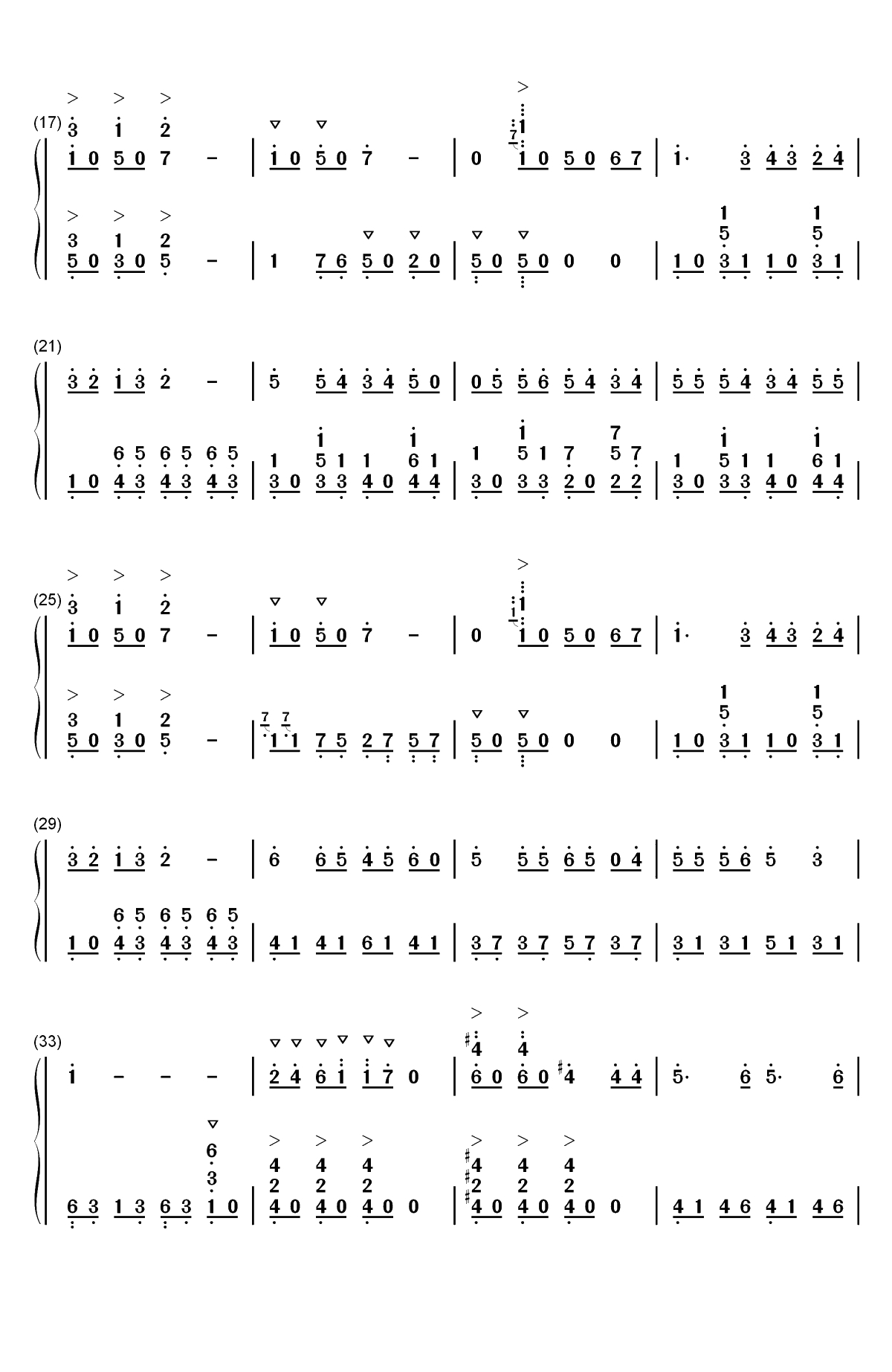 先生あのね-工作细胞OST双手简谱预览2