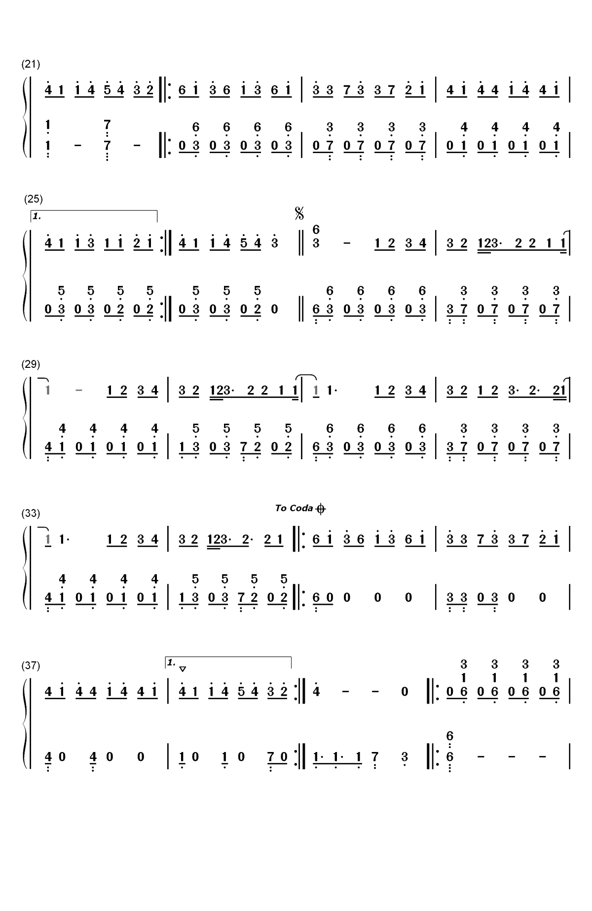 Fall Away-Twenty One Pilots双手简谱预览2
