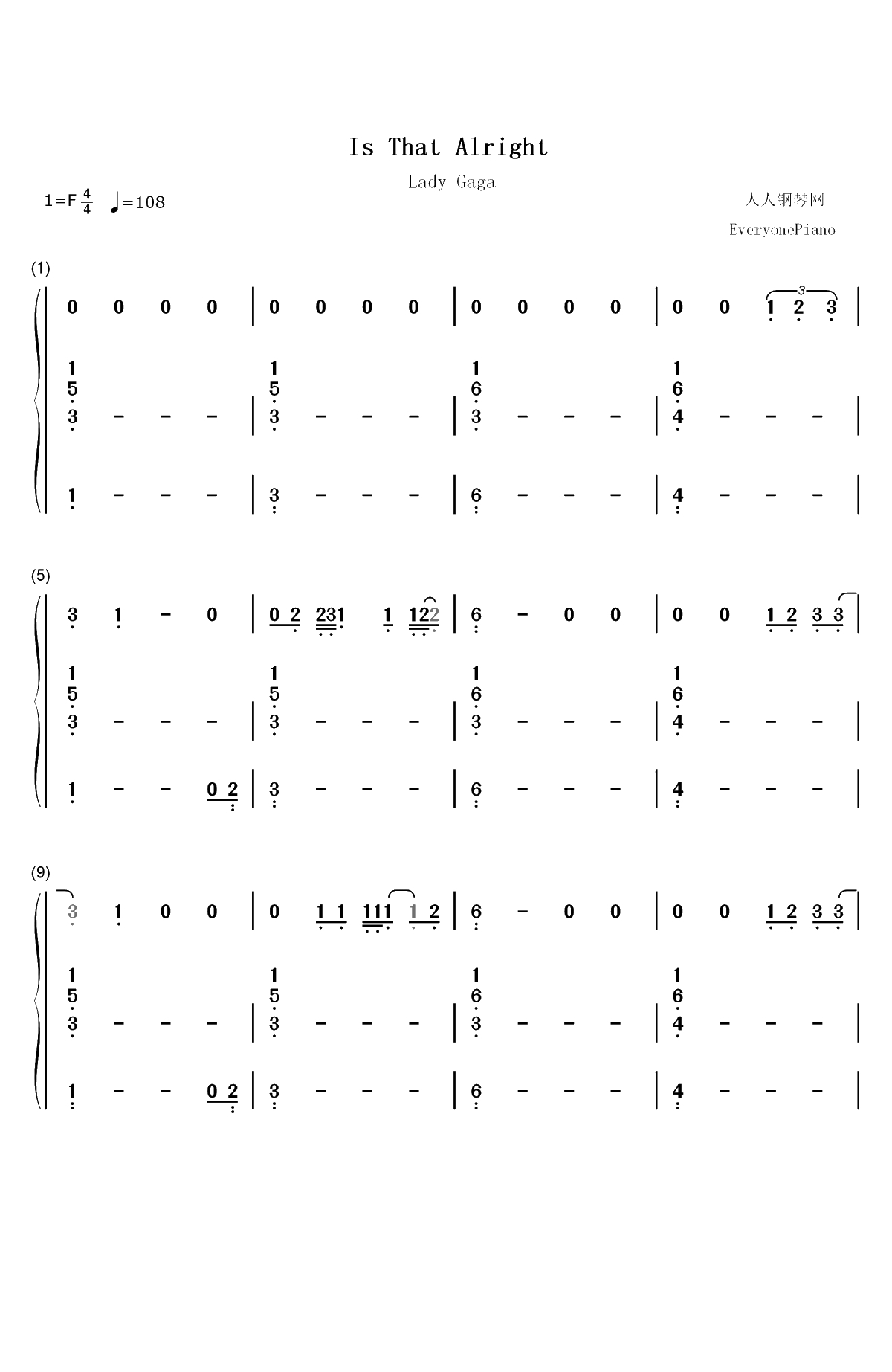 Is That Alright-一个明星的诞生OST双手简谱预览1