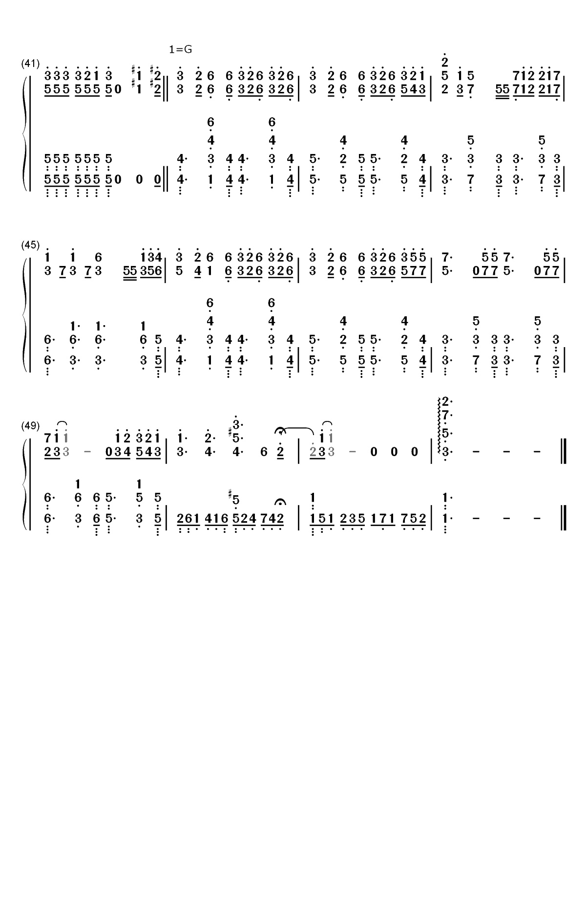 Wonderful U-完美独奏版双手简谱预览3