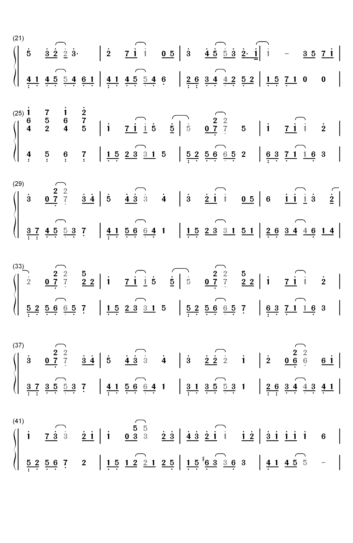 因为遇见你-王源双手简谱预览2