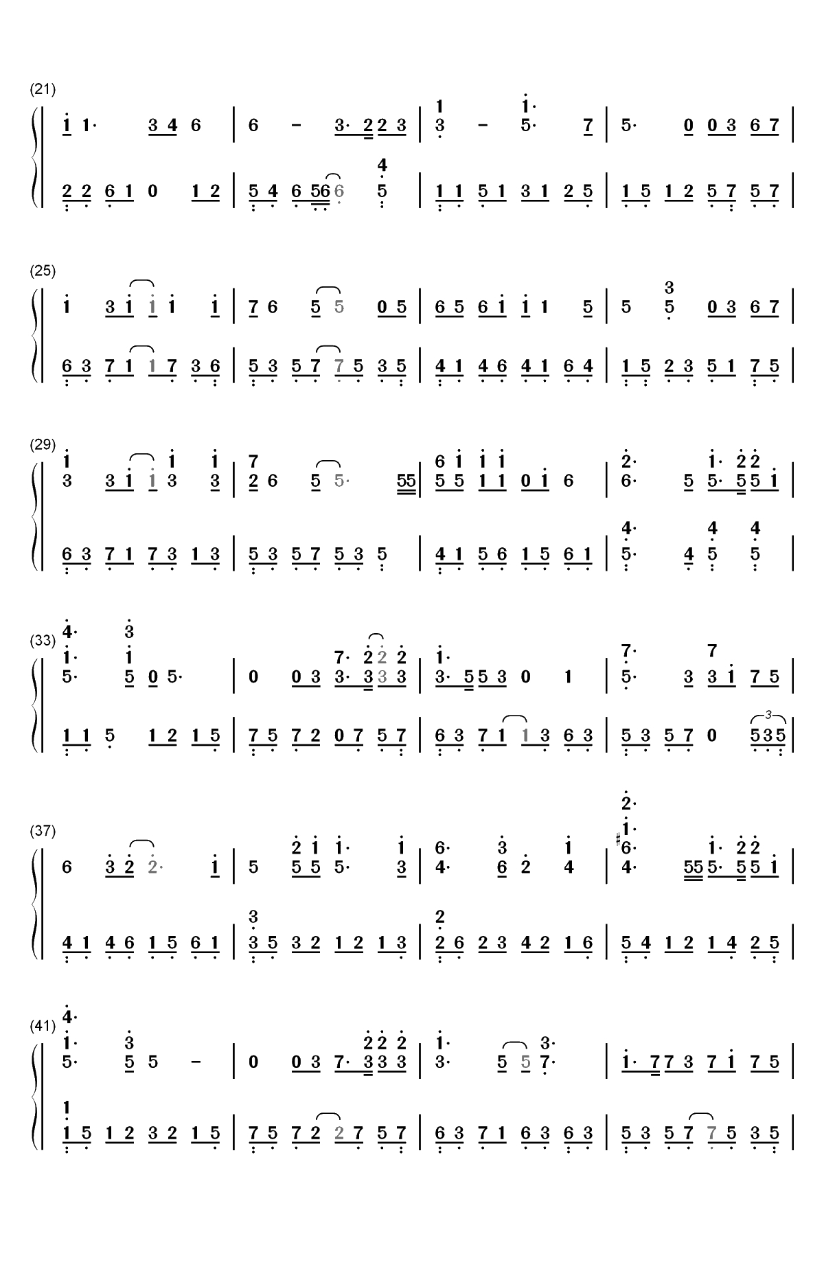 心如刀割-张学友双手简谱预览2