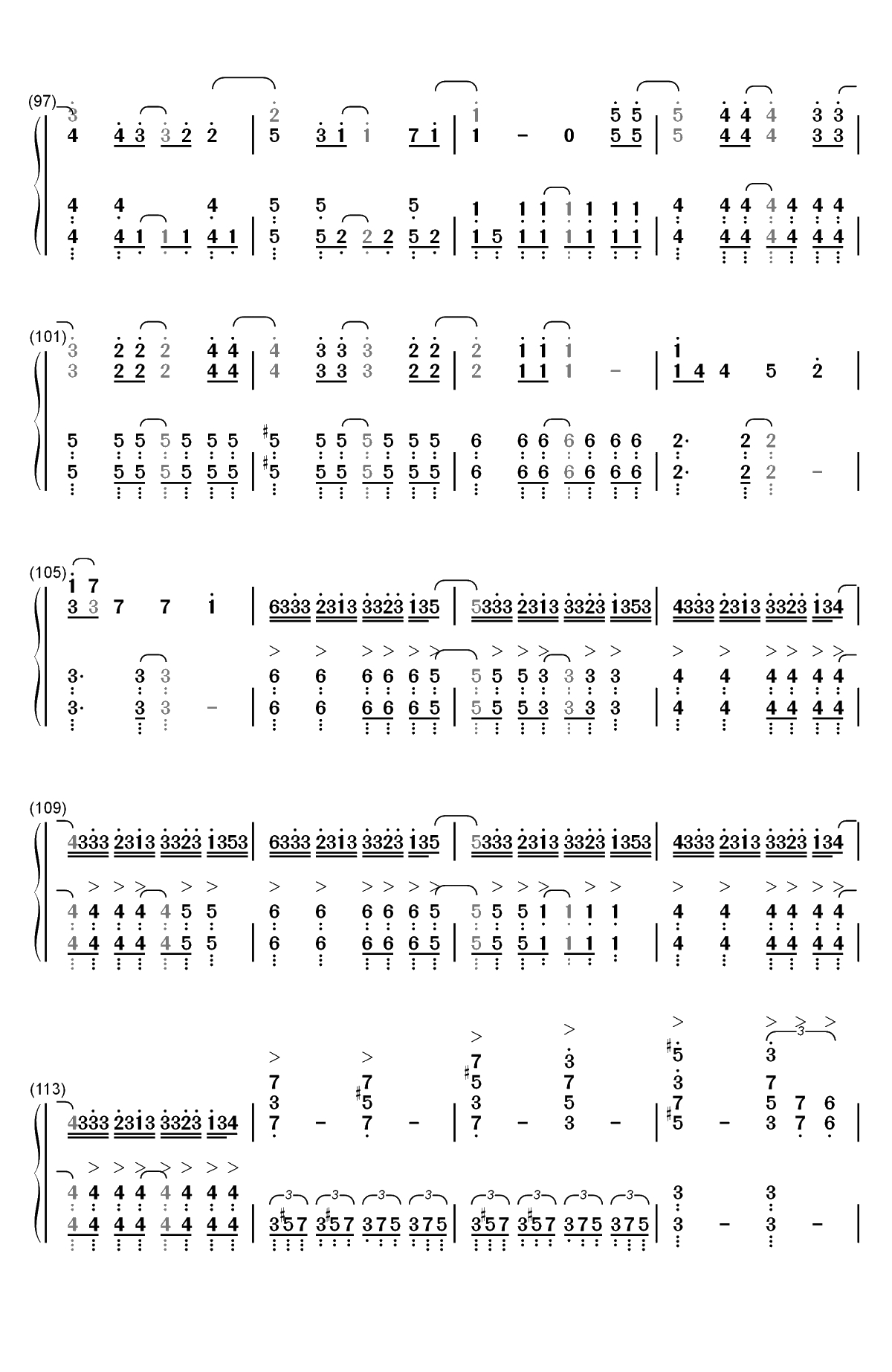 さよならエレジー-终结一吻主题曲双手简谱预览6