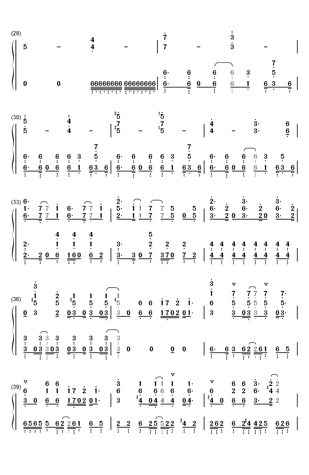 コノユビトマレ-狂赌之渊××OP双手简谱预览3