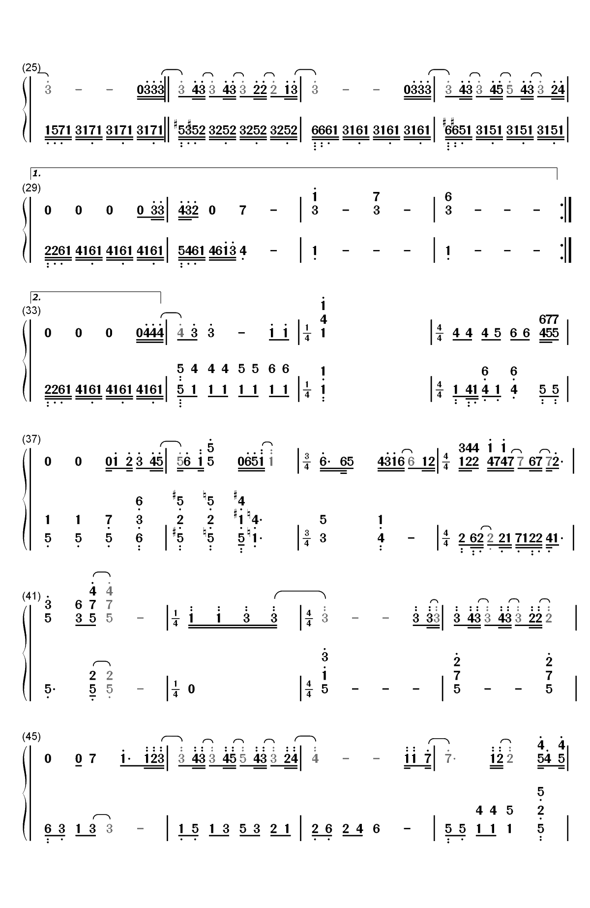 没有意外-释放内心独白双手简谱预览2