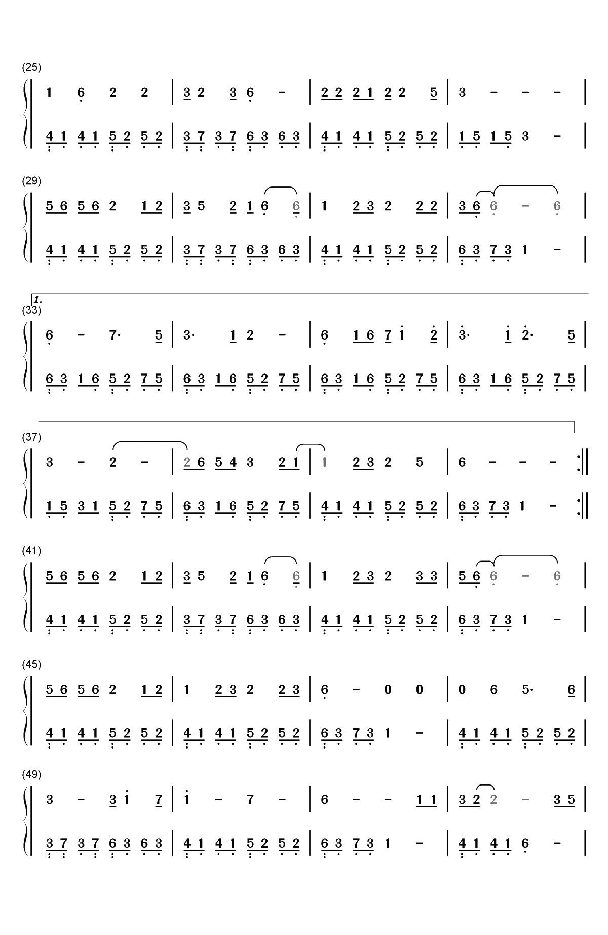 胡广生-无名之辈推广曲双手简谱预览2