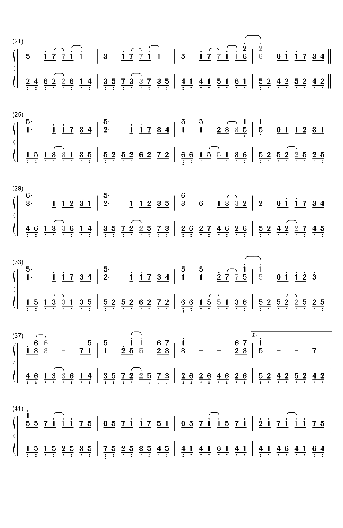 疼爱-萧敬腾双手简谱预览2