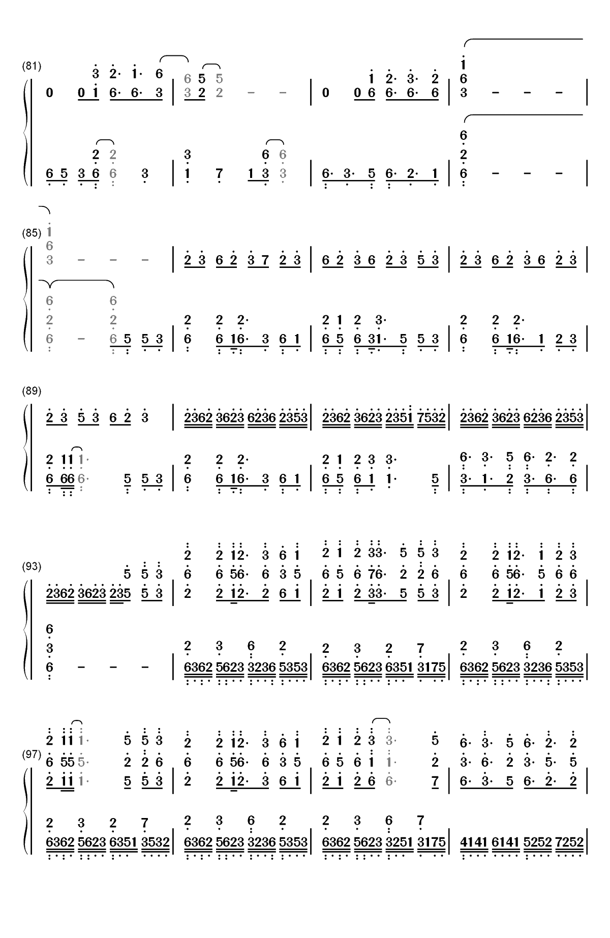 世末歌者-乐正绫双手简谱预览5