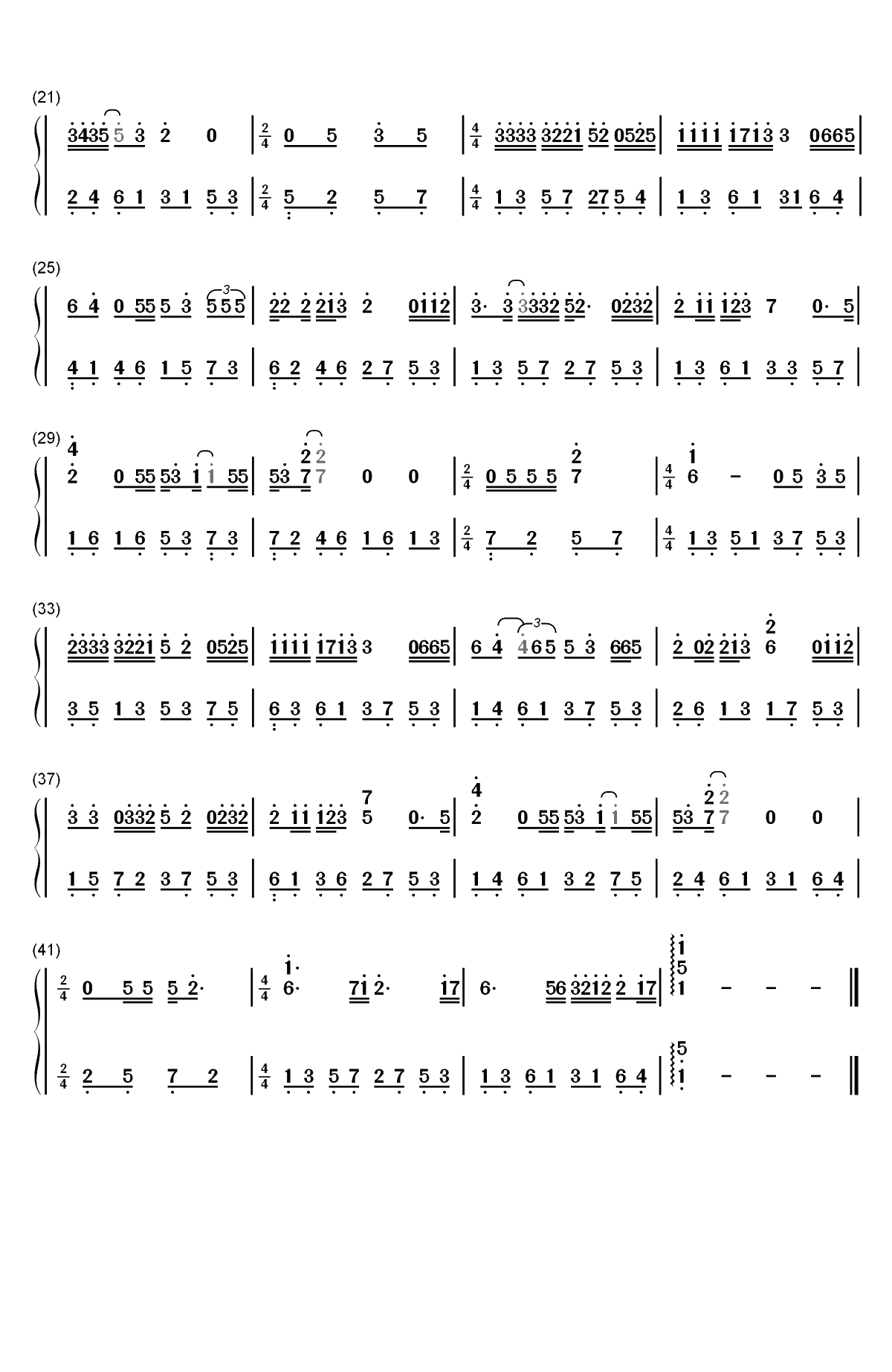 最天使-曾轶可双手简谱预览2