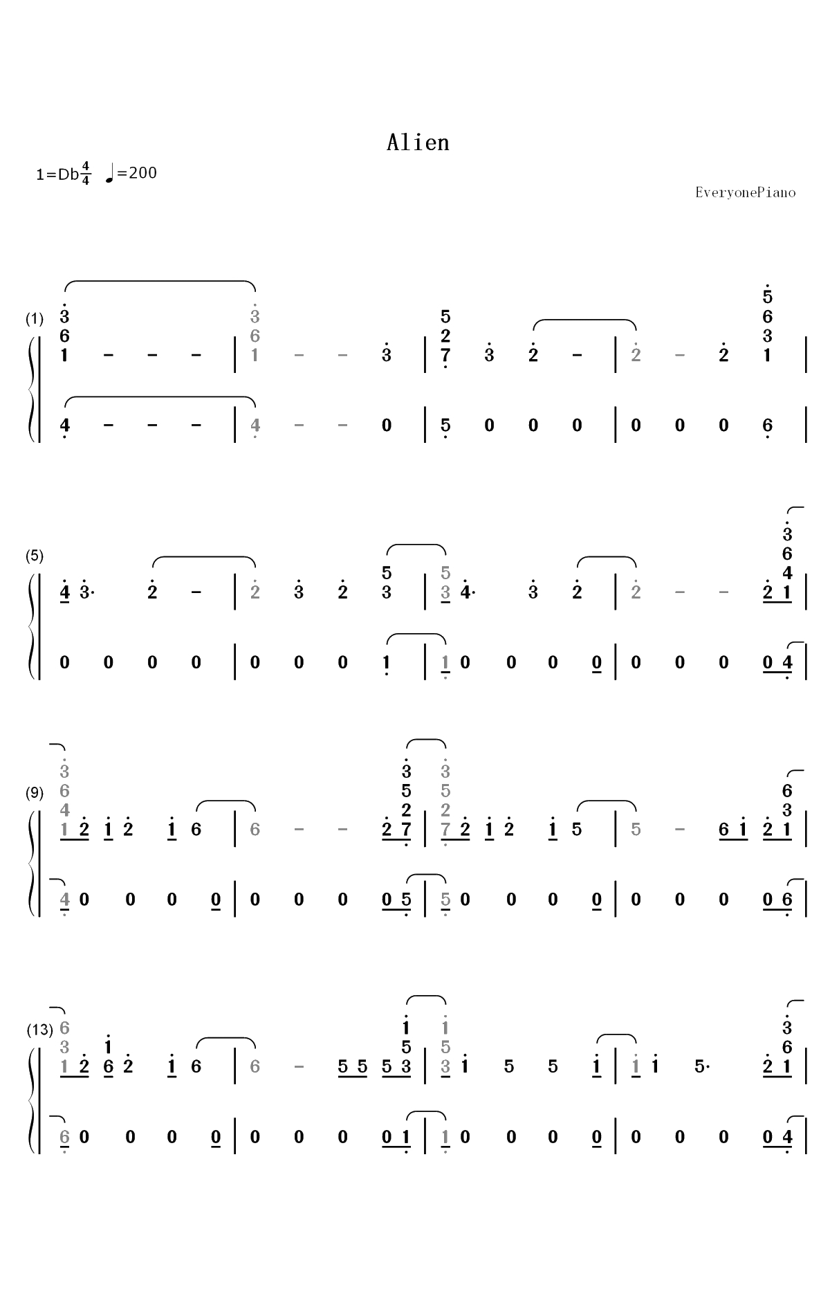 Alien-Jonas Blue ft Sabrina Carpenter双手简谱预览1