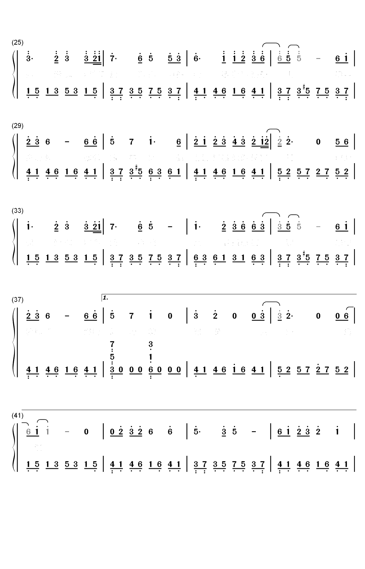 如歌-烈火如歌主题曲双手简谱预览2