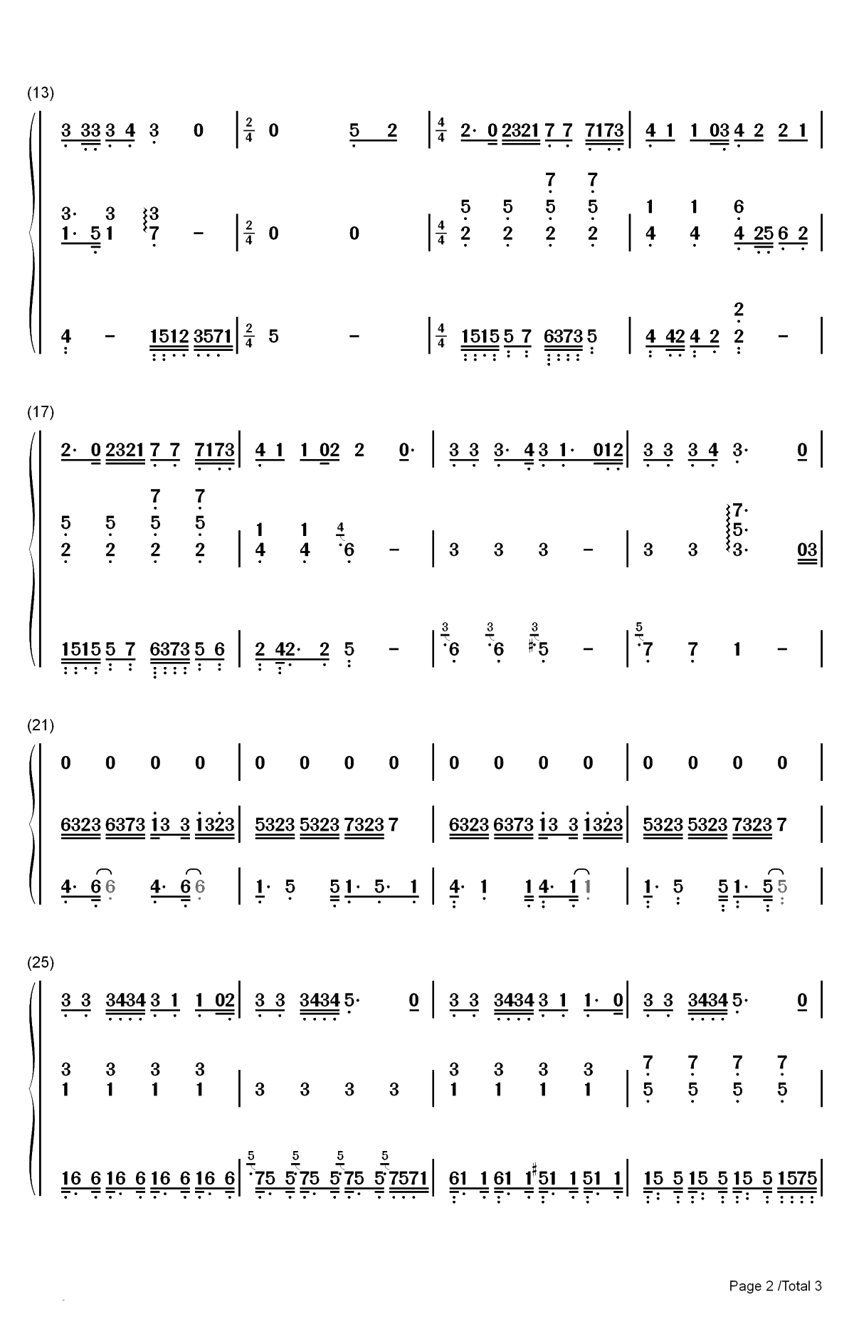 偶尔-邓紫棋双手简谱预览2