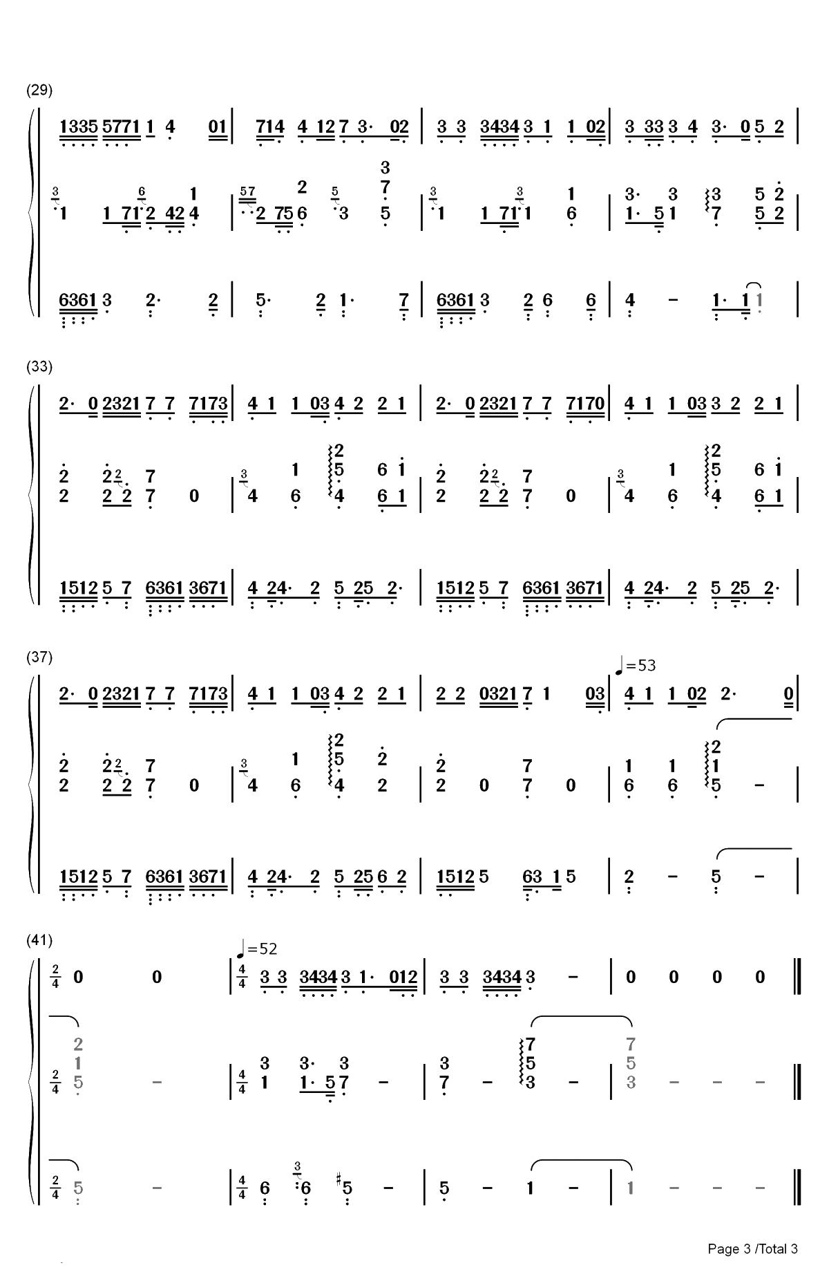 偶尔-邓紫棋双手简谱预览3