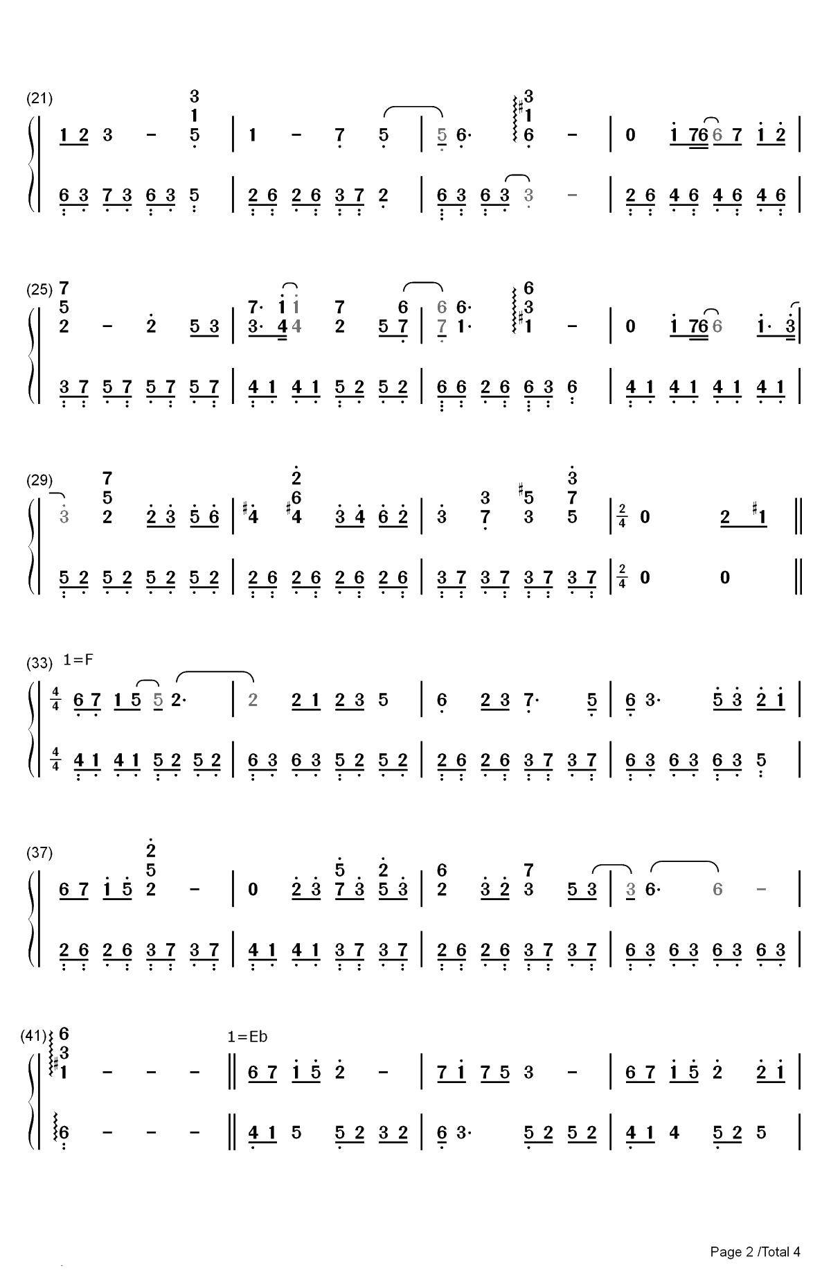 天涯-天涯明月刀BGM双手简谱预览2