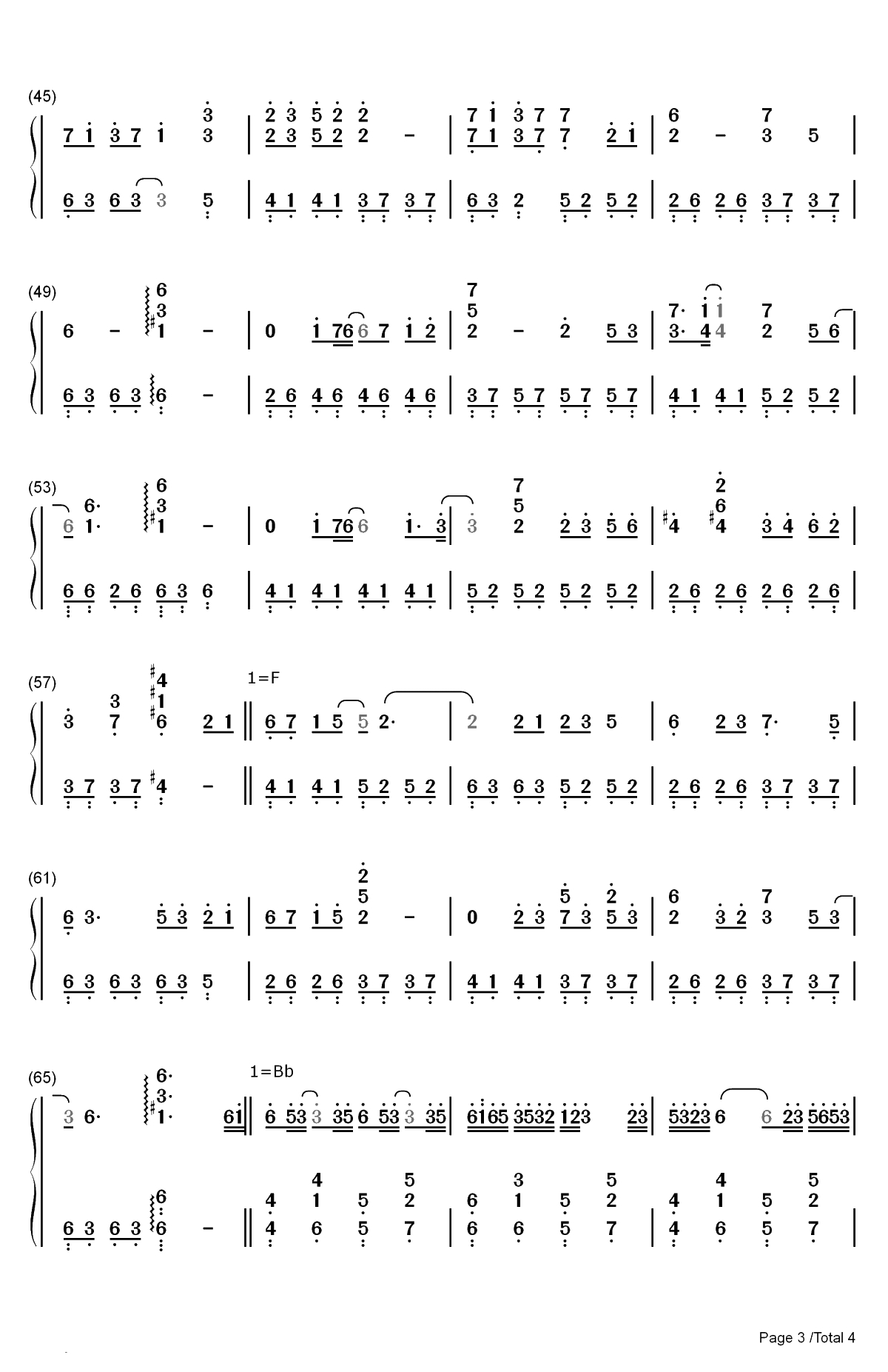 天涯-天涯明月刀BGM双手简谱预览3