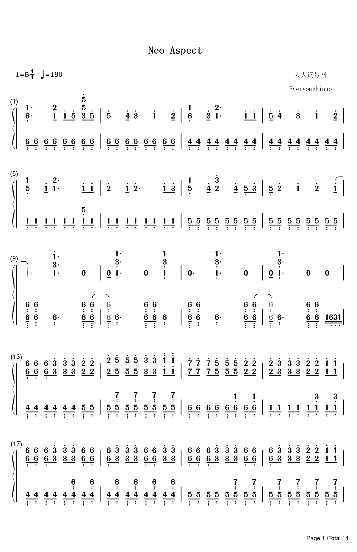 Neo-Aspect-BanG Dream OST双手简谱预览1