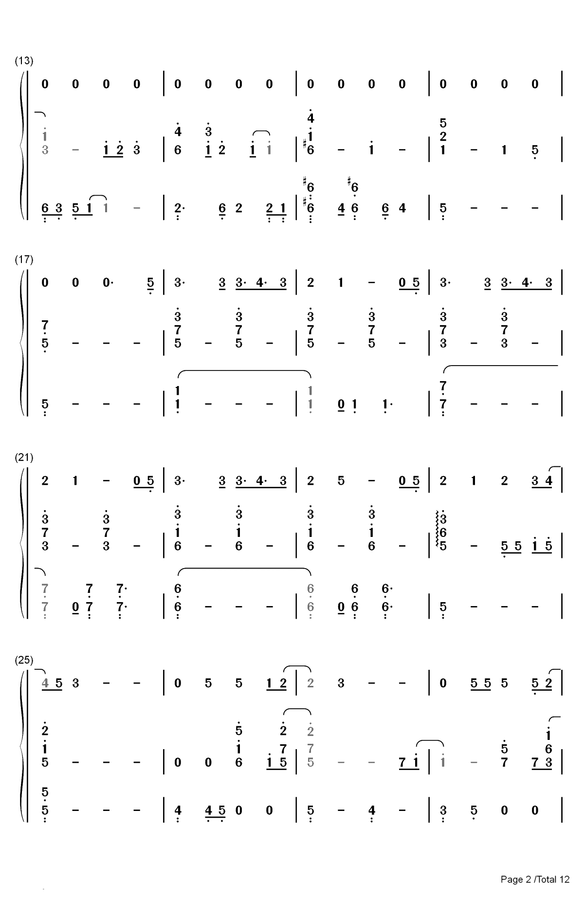 慢慢走-上瘾片尾曲双手简谱预览2