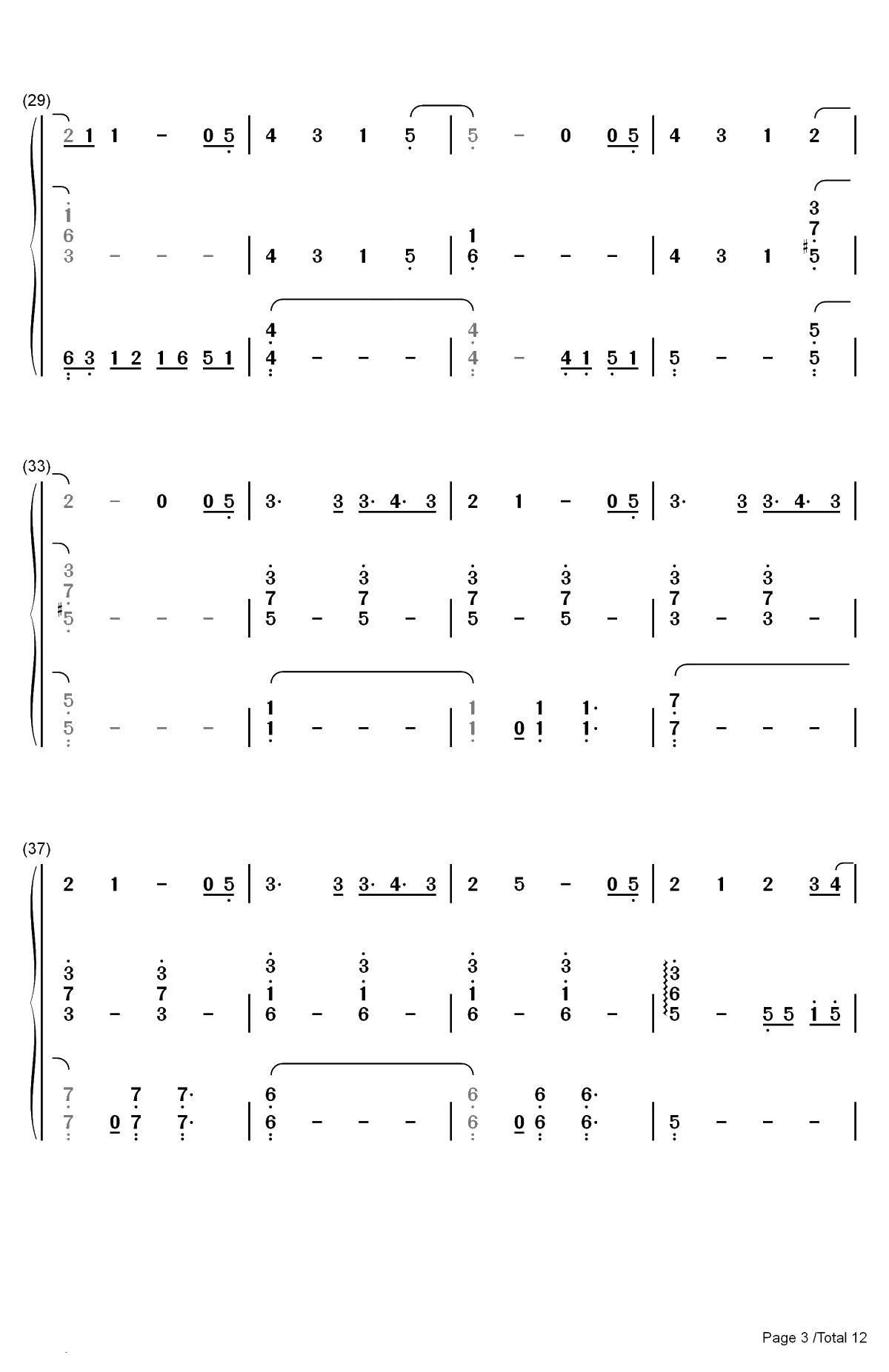 慢慢走-上瘾片尾曲双手简谱预览3