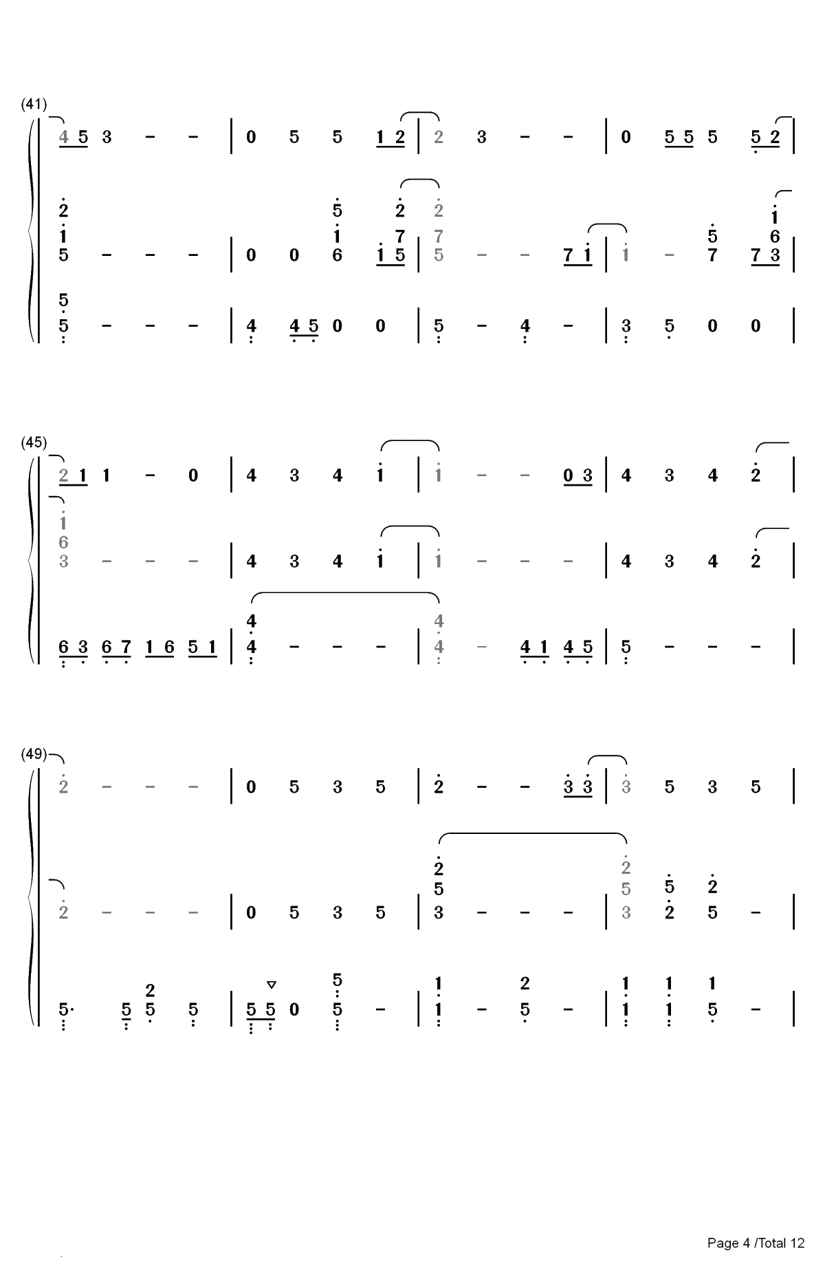 慢慢走-上瘾片尾曲双手简谱预览4