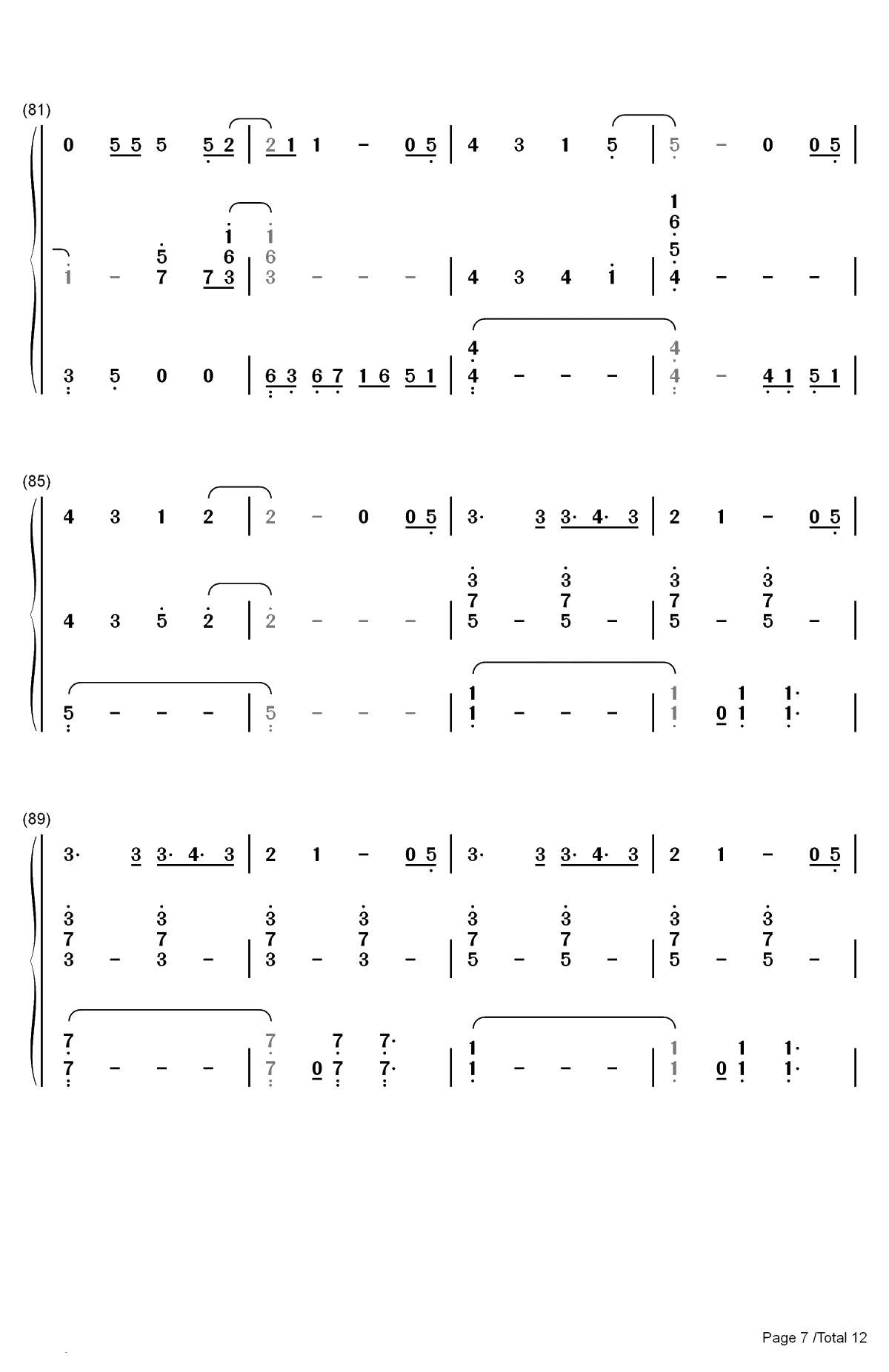 慢慢走-上瘾片尾曲双手简谱预览7