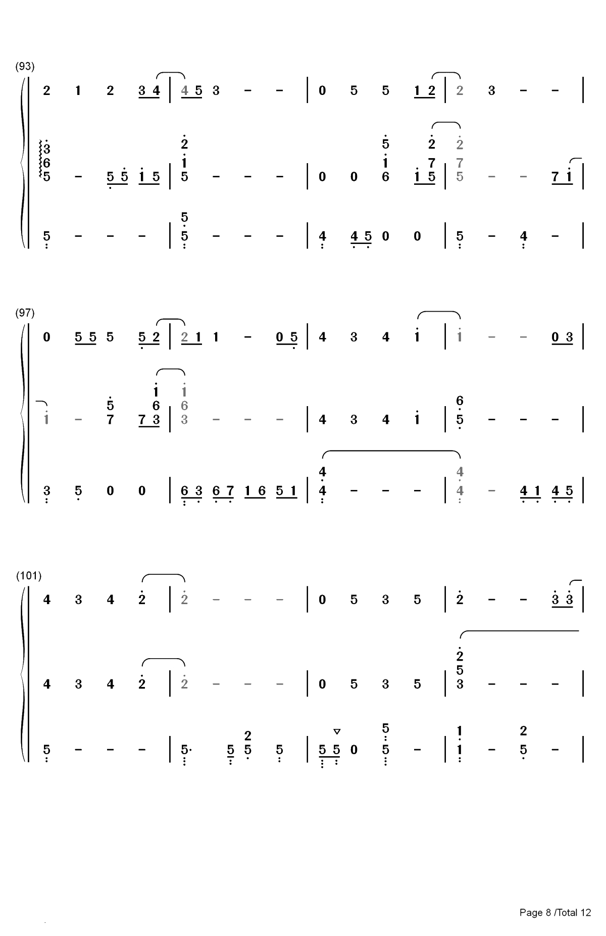 慢慢走-上瘾片尾曲双手简谱预览8