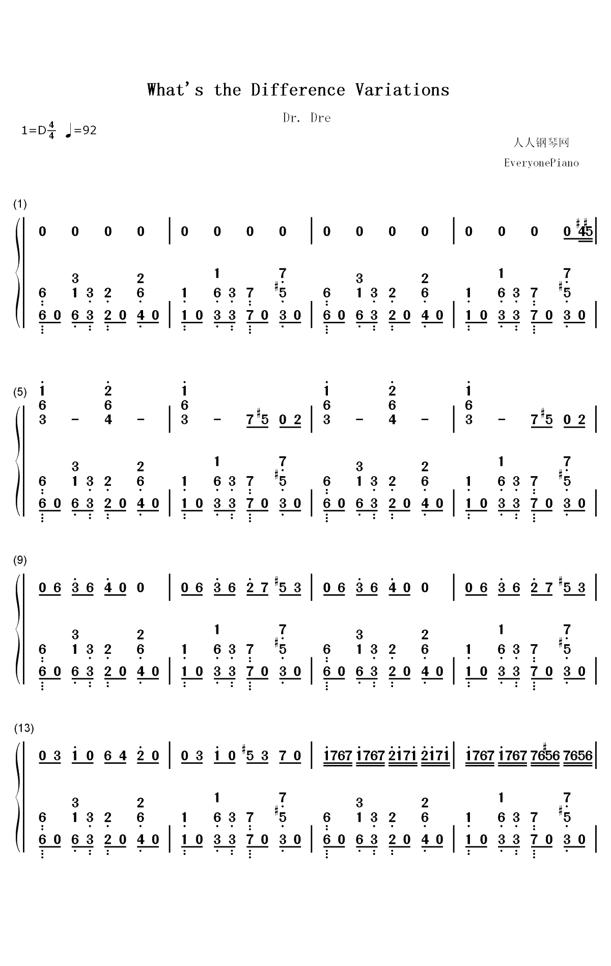 Whats the Difference双手简谱预览1