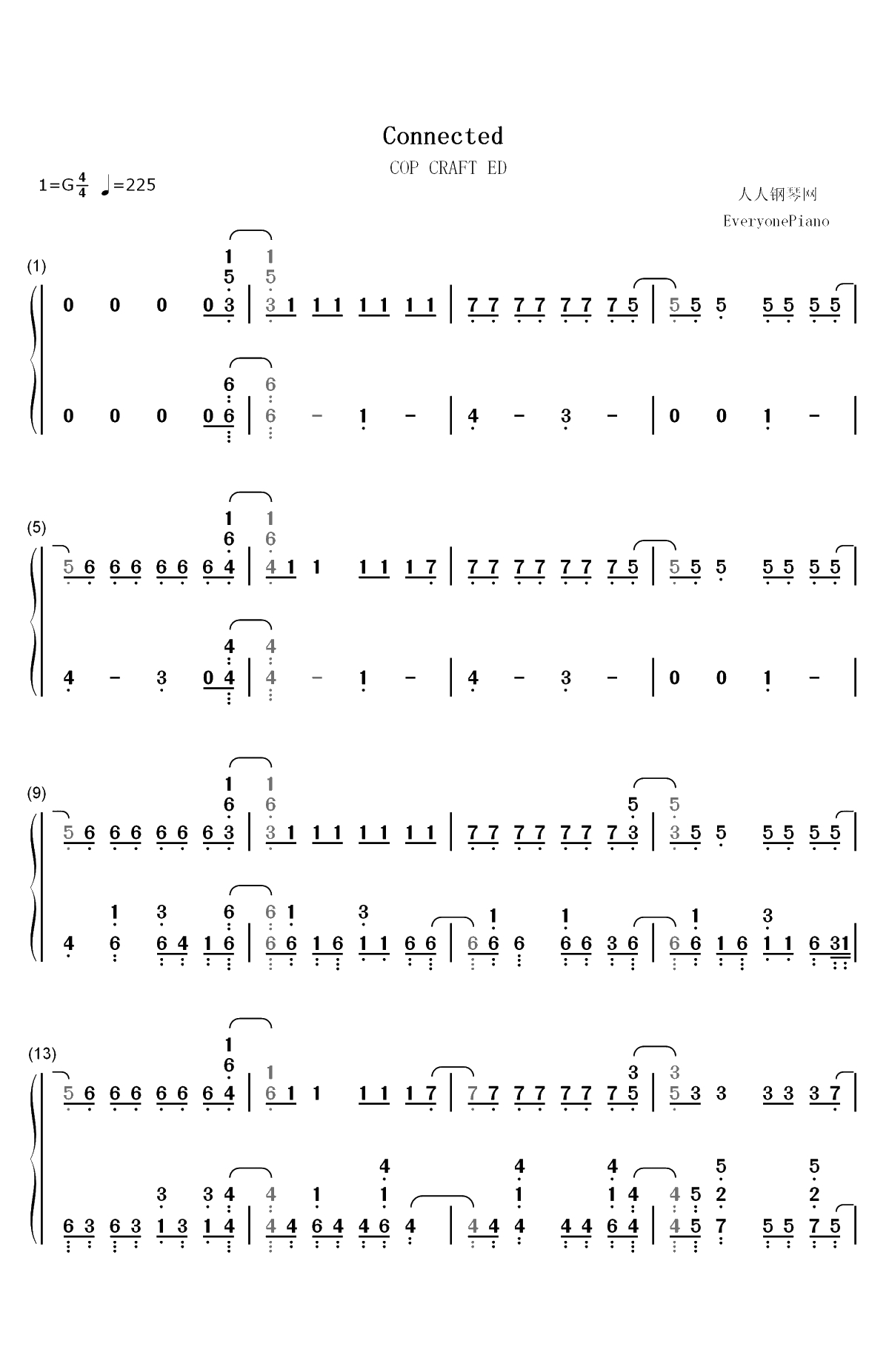 Connected-COP CRAFT ED双手简谱预览1