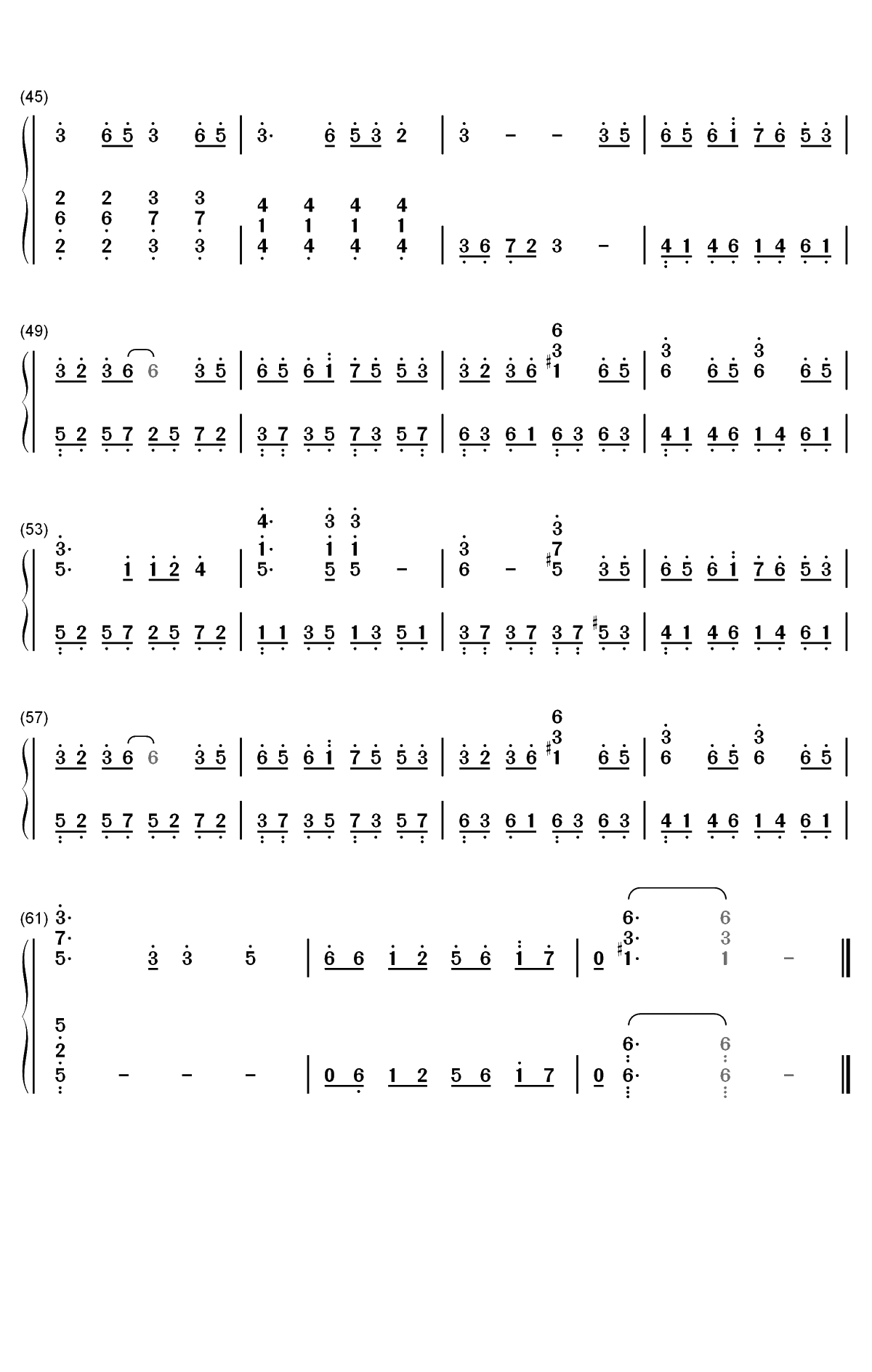 きみと恋のままで終われないいつも夢のままじゃいられない-恋人以上无法满足的梦双手简谱预览3