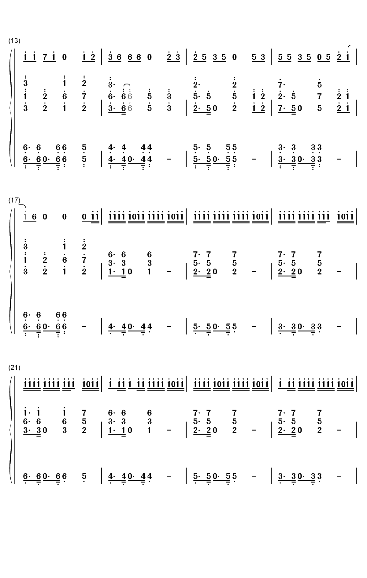 野狼Disco-心里的花我想要带你回家-2019抖音最火神曲双手简谱预览2