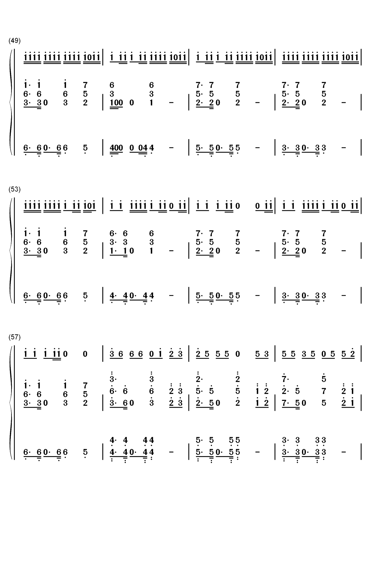 野狼Disco-心里的花我想要带你回家-2019抖音最火神曲双手简谱预览5