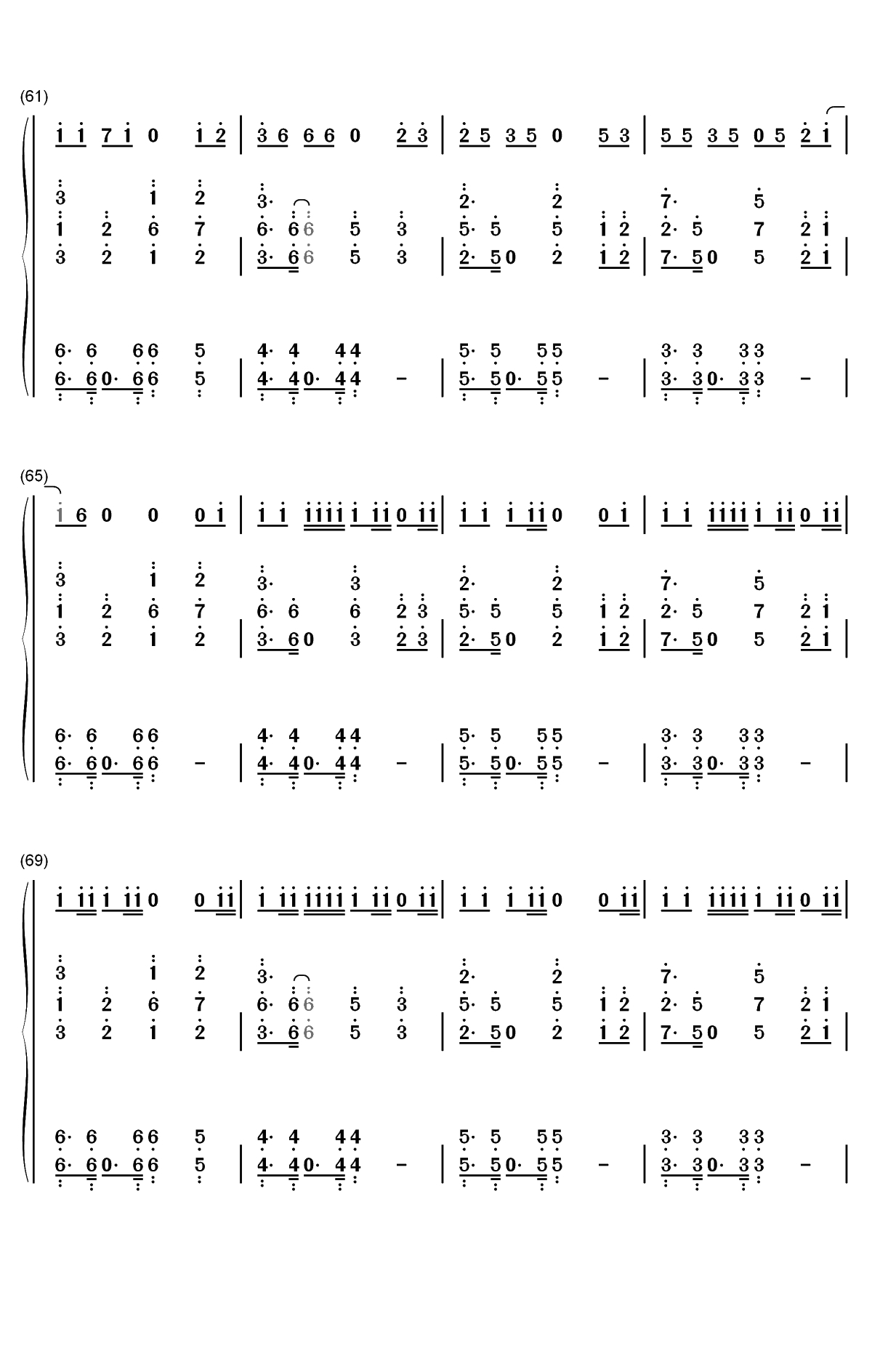 野狼Disco-心里的花我想要带你回家-2019抖音最火神曲双手简谱预览6