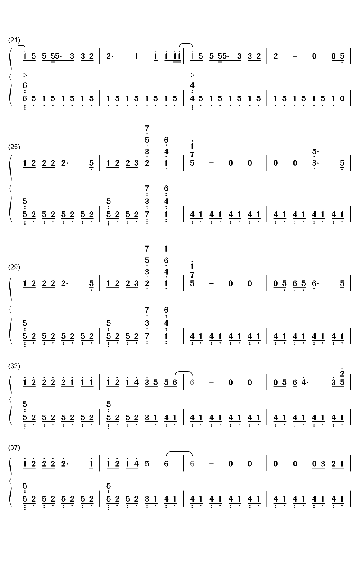 The Last Time-The Script双手简谱预览2