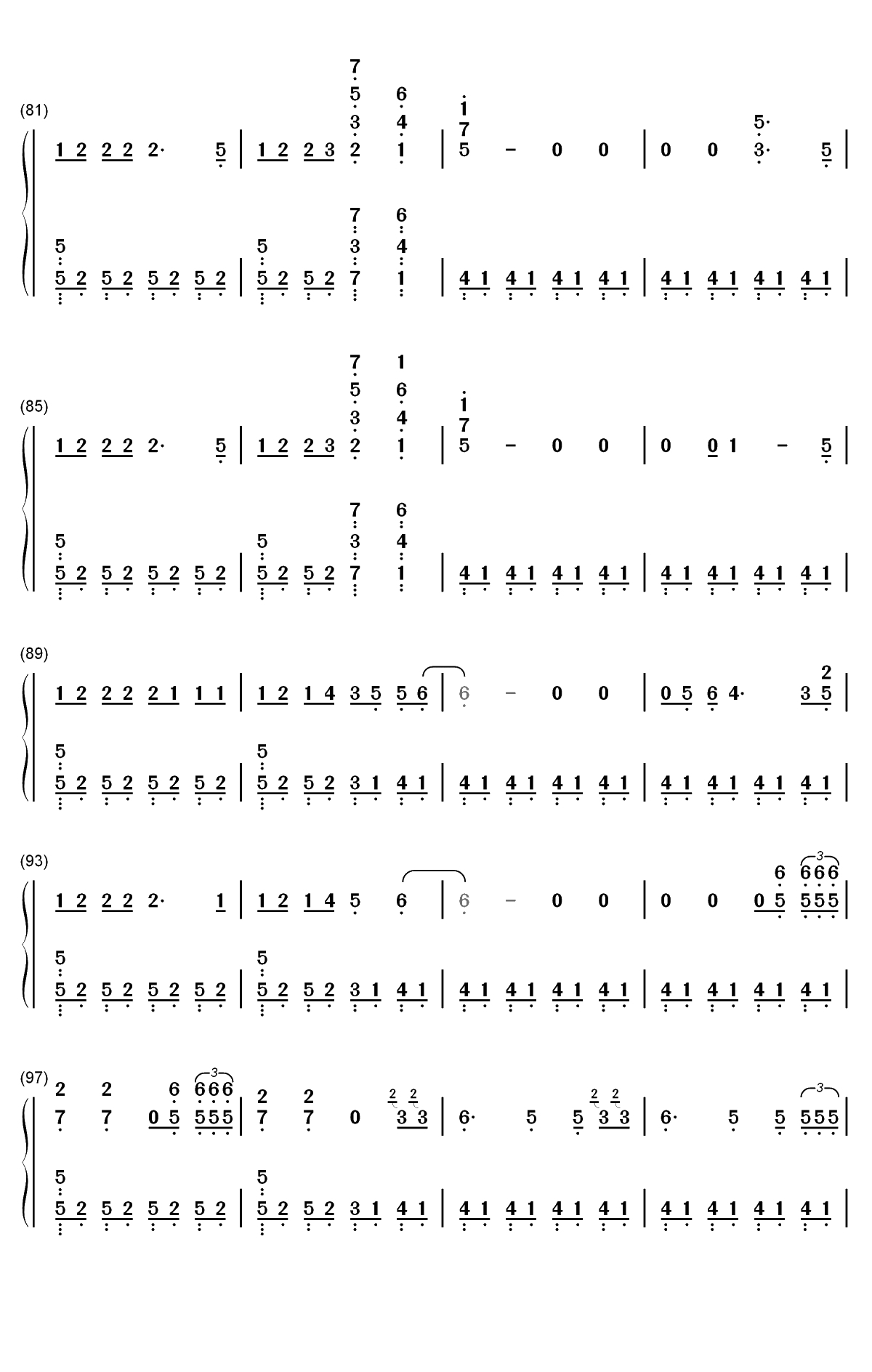 The Last Time-The Script双手简谱预览5