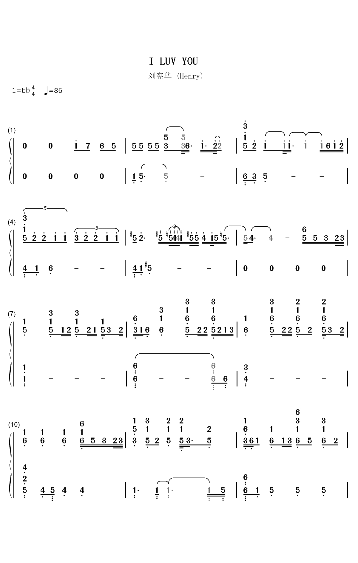 I LUV U-刘宪华双手简谱预览1