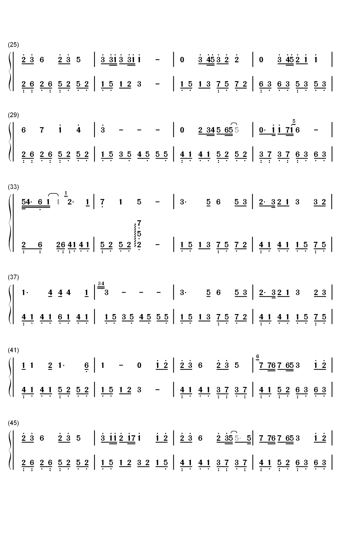 不再流浪钢琴简谱-数字双手-周深2