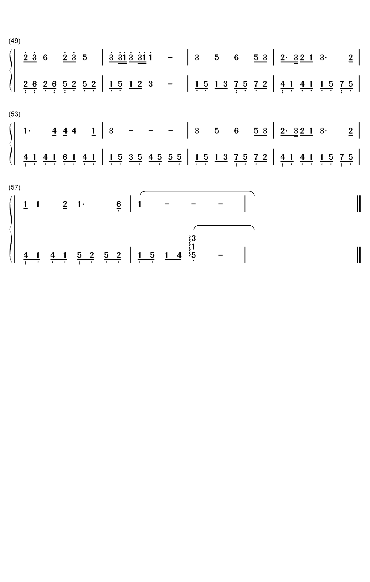 不再流浪钢琴简谱-数字双手-周深3