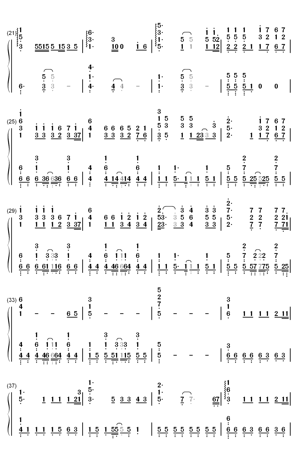 你的答案钢琴简谱-数字双手-阿冗2