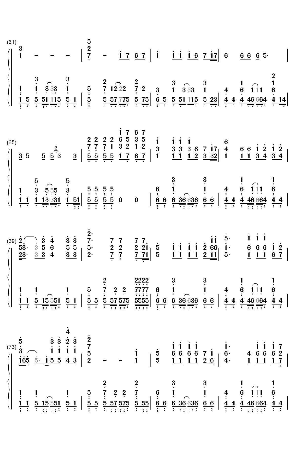 你的答案钢琴简谱-数字双手-阿冗4